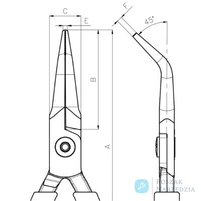 Szczypce igłowe zagięte 45º 141 mm BAHCO