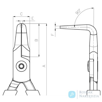 Szczypce igłowe zagięte 90º 125 mm BAHCO