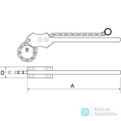 Klucz do rur z łańcuchem 925 mm średnica łańcucha 60 mm BAHCO