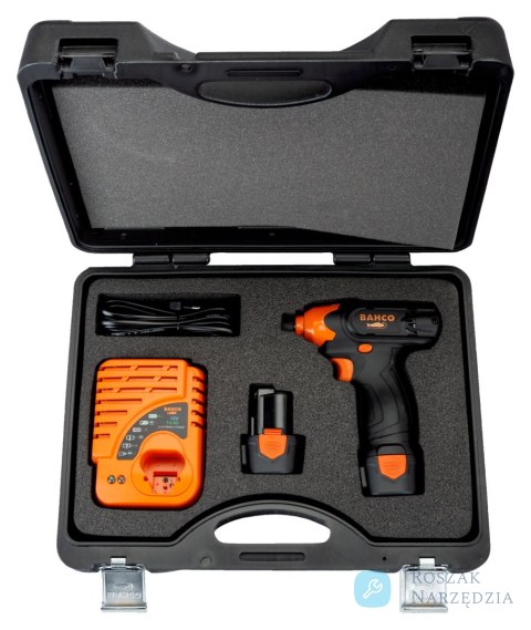 Zestaw wkrętarki udarowej 12V 1/4" compact z bateriami i ładowarką BAHCO