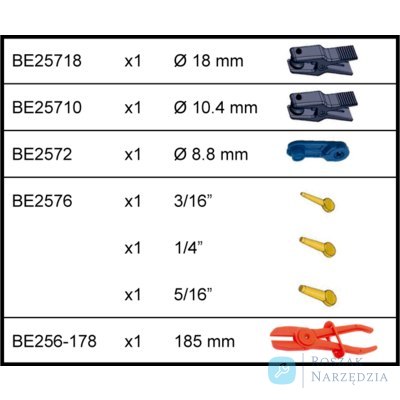 Zestaw stoperów w rozmiarach 3/16", 1/4", 5/16" z zestawu BE257 BAHCO Zestaw stoperów w rozmiarach 3/16", 1/4", 5/16" z zestawu BE257 BAHCO