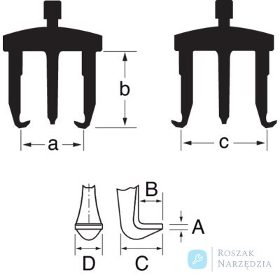 Ściągacz dwuramienny 25-130/80-180 mm, 200 mm, 45 kN, długie ramiona BAHCO
