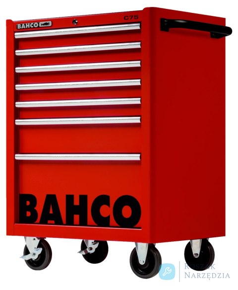 Wózek narzędziowy C75, 7 szuflad, 956x501x763 mm, 1475K7RED (czerwony) BAHCO
