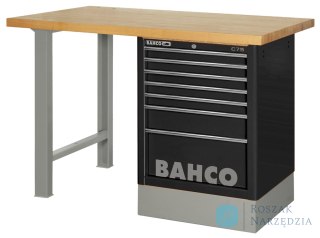 Stół warsztatowy 6 szuflad z blatem drewnianym 1800x750x1030 mm (niebieski) BAHCO