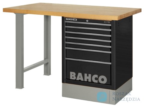 Stół warsztatowy 6 szuflad z blatem drewnianym 1800x750x1030 mm (czerwony) BAHCO