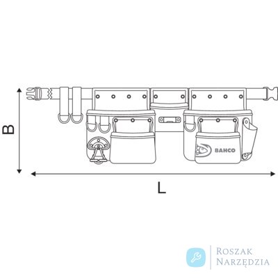Kabura narzędziowa z 3 sakwami do obwodu talii 1350 mm BAHCO