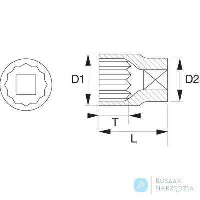 Nasadka 1/2" 12-kątna 25 mm BAHCO