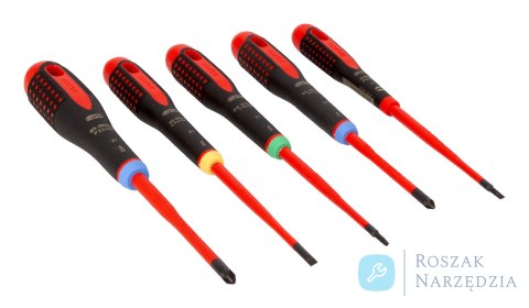 Zestaw wkrętaków  VDE  ERGO Slim płaskie, Pozidriv, TORX, 5 sztuk BAHCO