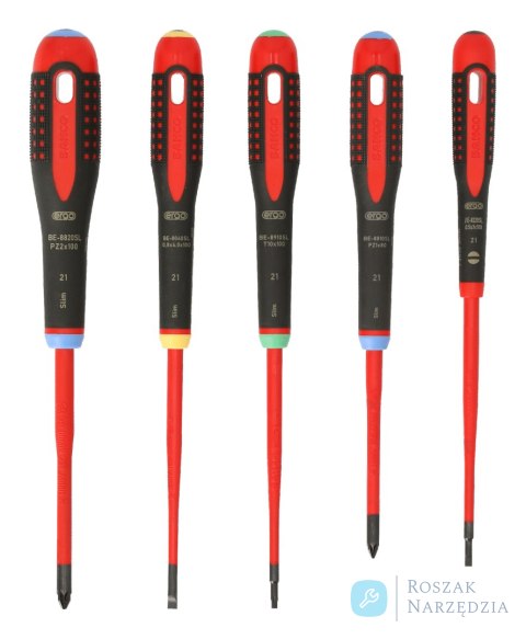Zestaw wkrętaków  VDE  ERGO Slim płaskie, Pozidriv, TORX, 5 sztuk BAHCO