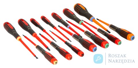 Zestaw wkrętaków izolowanych ERGO, 14 el., śruby proste, Phillips, Pozidriv, TORX, PZ BAHCO