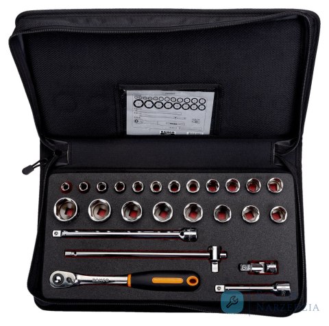 Nasadki 1/2'' Hex 25 elementów w etui materiałowym BAHCO
