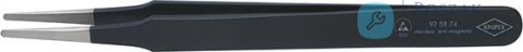 Pinceta dla elektroników, 120mm, końcówki okrągłe, czarna, 92 58 74 ESD, KNIPEX
