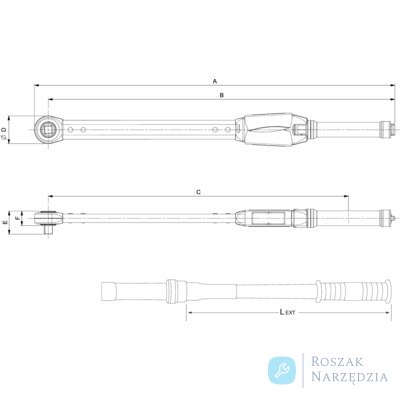 Klucz dynamometryczny 130-650 Nm, ze stałą grzechotką 3/4" 75R3-650 BAHCO