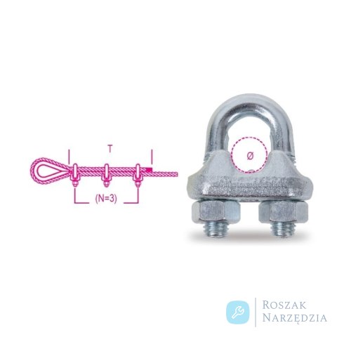 Zacisk linowy kabłąkowy stalowy ocynkowany 11 mm (7/16") Robur