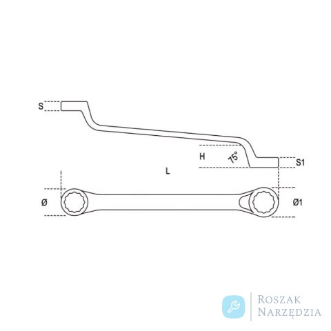 Klucz oczkowy odsadzony nieiskrzący CU-BE 34x36 mm, 90BA Beta