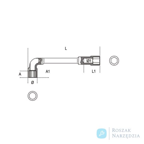 Klucz fajkowy 6-kątny 7x7 mm, 933 Beta