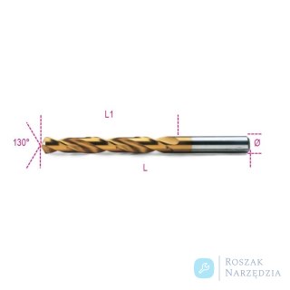 Wiertło kręte cylindryczne szlifowane tytanowane HSS-TiN 13,00 mm DIN338, 414 Beta