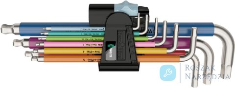 Zestaw kluczy trzpieniowych, kątowych Multicolor, nierdzewnych 9-częściowy Wera