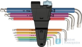 Zestaw kluczy trzpieniowych, kątowych Multicolor, nierdzewnych 9-częściowy Wera