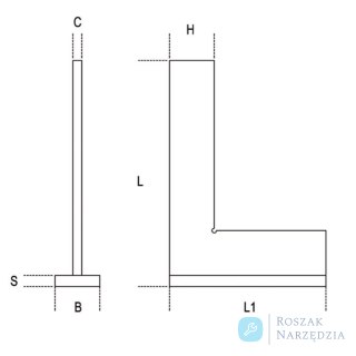 Kątownik ślusarski ze stopką 800 mm, 1670A Beta
