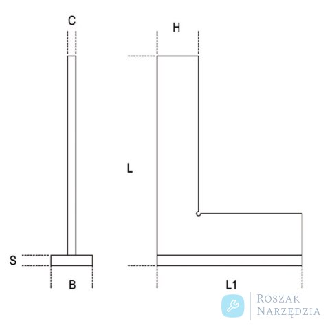 Kątownik ślusarski ze stopką 800 mm, 1670A Beta