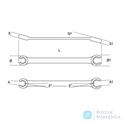 Klucz oczkowy półotwarty dwustronny 14x15 mm, 94 Beta