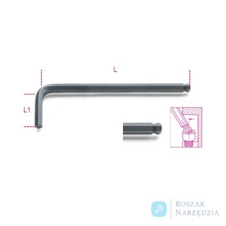 Klucz trzpieniowy imbusowy kątowy z końcówką kulistą 1,5 mm, 96BP Beta