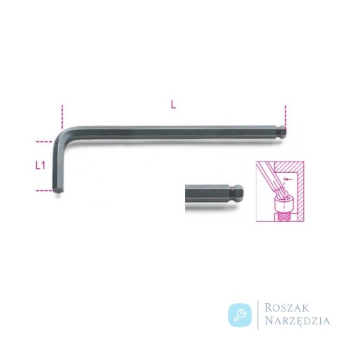 Klucz trzpieniowy imbusowy kątowy z końcówką kulistą 12 mm, 96BP Beta Klucz trzpieniowy imbusowy kątowy z końcówką kulistą 12 mm, 96BP Beta
