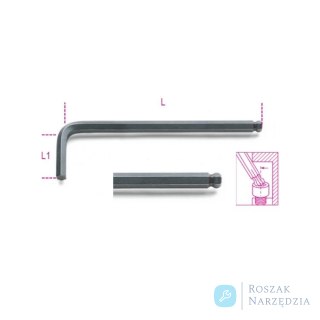 Klucz trzpieniowy imbusowy kątowy z końcówką kulistą 1/8", 96BP/AS Beta