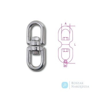 Krętlik ucho-ucho ze stali nierdzewnej AISI 316 ø D 10 mm, L 112 mm, WFL 300 kg Robur