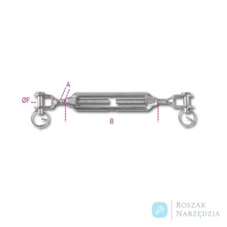 Nakrętka napinająca M24 szakla-szakla (śruba rzymska) ze stali nierdzewnej AISI 316, WFL 3060 kg, dł. 574-350 mm Robur