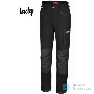 Spodnie robocze 7818LN damskie elastyczne czarne z różowymi wstawkami, roz. XXXL Beta