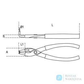 Szczypce do segera 130 mm Ø8-12, odgięte o 90°, 1034 Beta