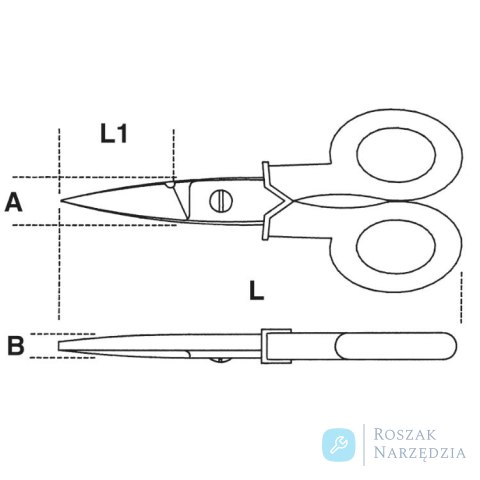 Nożyczki elektryka z prostymi ostrzami z mikroząbkami 147 mm, 1128BMX Beta
