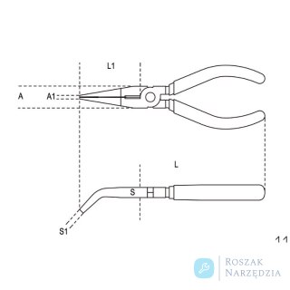 Szczypce półokrągłe odgięte o 45°, izolowane do 1000V, 200 mm, 1168MQ/200 Beta