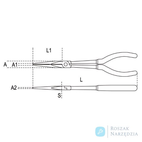 Szczypce półokrągłe proste długie 283 mm, 1009L/A Beta