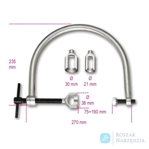 Ściskacz sprężyn zaworów 75-190 mm z zestawem 3 szczęk 21-38 mm, 1452K Beta