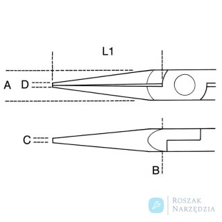 Szczypce półokrągłe dla elektroników 140mm, 1177BM/Z Beta