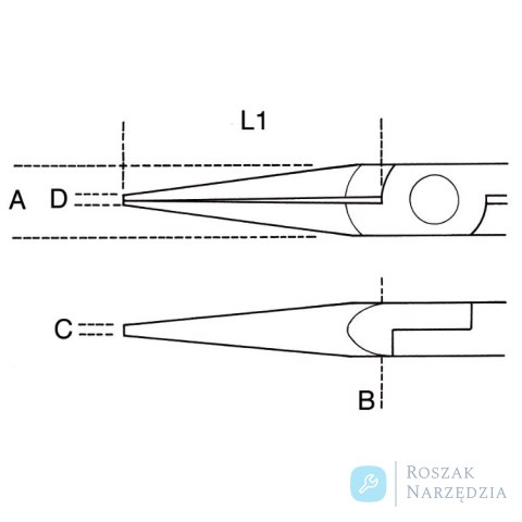Szczypce półokrągłe dla elektroników 140mm, 1177BM/Z Beta