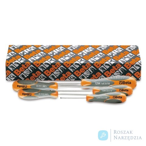 Zestaw wkrętaków płaskich wąskich, rozmiary 0,5x2,5x60 do 1,2x6,5x150 mm, 5-cz., 1294/S5 Beta