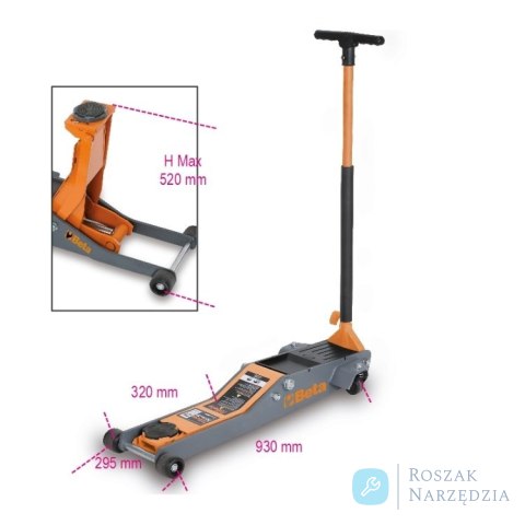 Podnośnik hydrauliczny długi DOR 2 t z 4 kółkami, 3029L/2T Beta