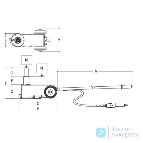 Podnośnik hydrauliczny z napędem pneumatycznym DOR 20-10 t z walizką 3065/20-10T Beta