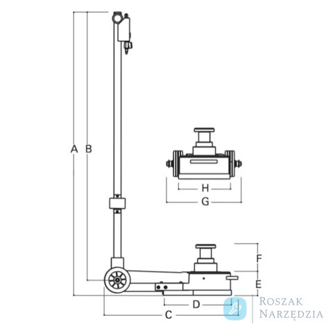 Podnośnik hydrauliczny z napędem pneumatycznym DOR 60-30-15t, 3067/60-15T Beta