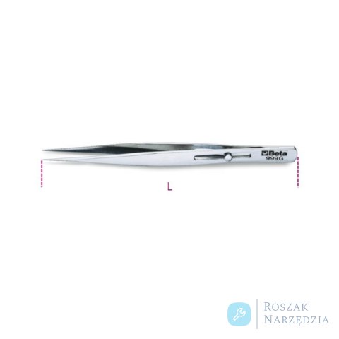 Pęseta prosta punktowa kwasoodporna niemagnetyczna z blokadą 140 mm, 999G Beta