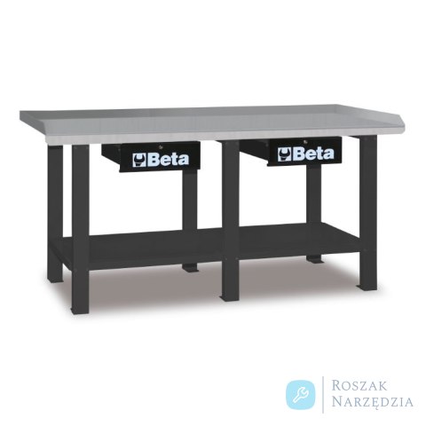 Stół warsztatowy 2 szuflady z blatem z blachy 930x2000x640 mm, czerwony, 5600/C56R Beta