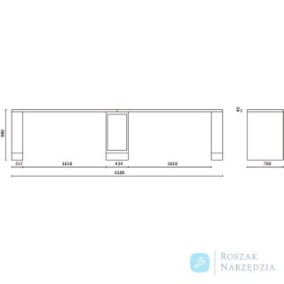 Stół warsztatowy RSC55 4100x980x700 mm, szary z pomarańczowym, 5500/C55B-D4/O Beta