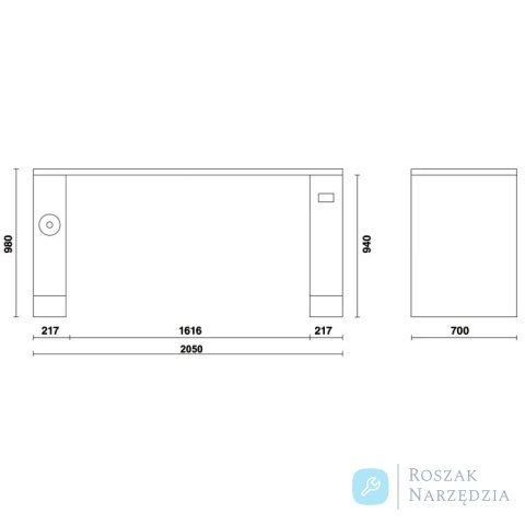 Stół warsztatowy RSC55 z dodatkowym wyposażeniem 2050x980x700 mm, szary, 5500/C55PRO-BG/2 Beta