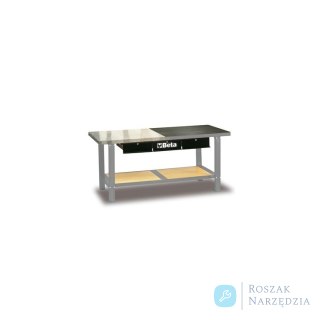 Stół warsztatowy, blat pokryty aluminium i gumą 865x2000x640 mm, szary, 5600/C56MG Beta