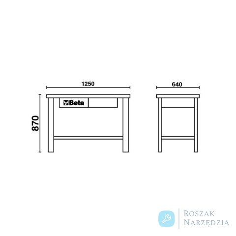 Stół warsztatowy z 2 szufladami 865x1250x640 mm, czerwony, 5800/C58MR Beta