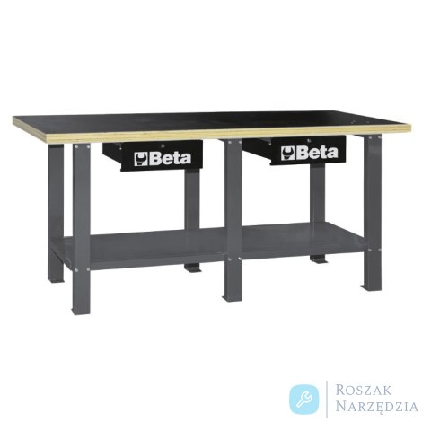 Stół warsztatowy z drewnianym blatem i 2 szufladami 930x2000x720 mm, pomarańczowy, 5600/C56WO Beta